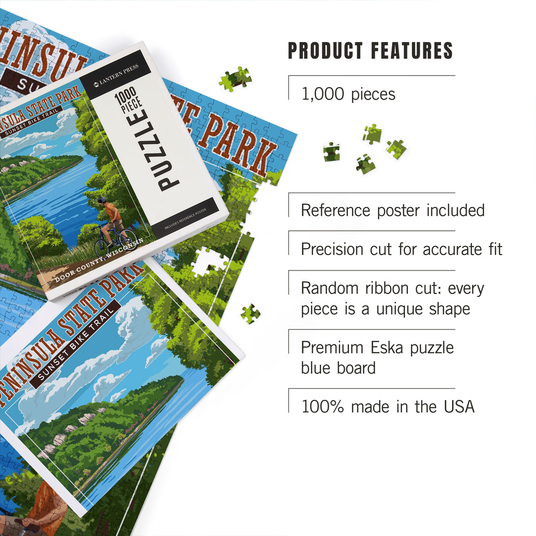 Door County, Wisconsin, Peninsula State Park, Sunset Bike Trail, Jigsaw Puzzle Puzzle Lantern Press