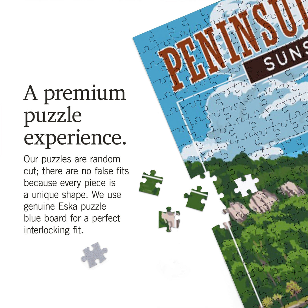 Door County, Wisconsin, Peninsula State Park, Sunset Bike Trail, Jigsaw Puzzle Puzzle Lantern Press