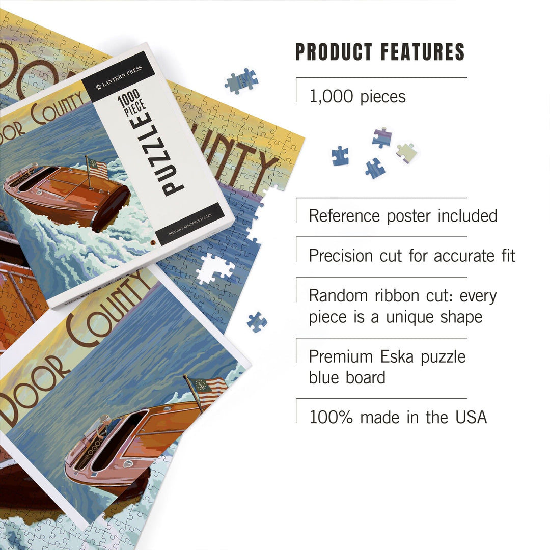 Door County, Wisconsin, Wooden Boat, Jigsaw Puzzle Puzzle Lantern Press