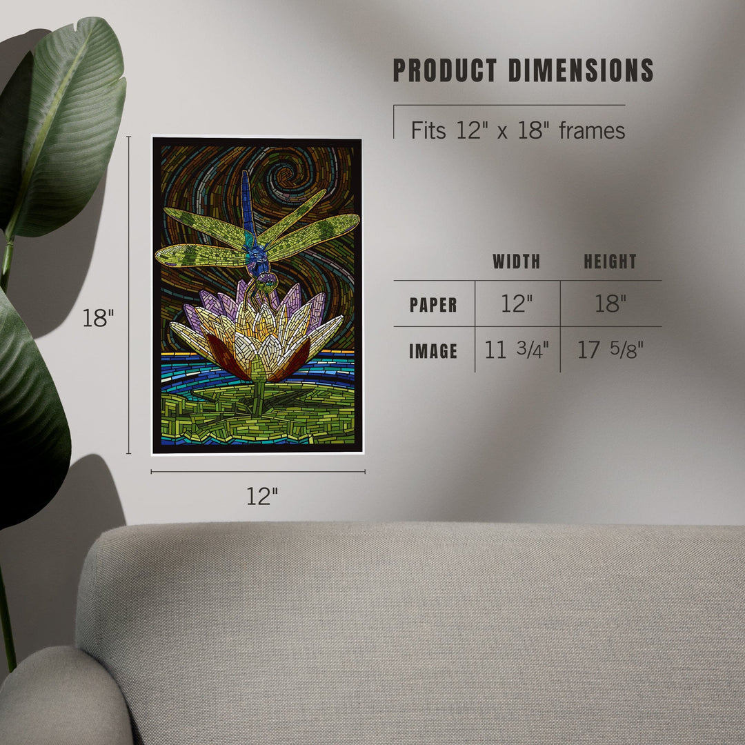 Dragonfly, Paper Mosaic, Art & Giclee Prints - Lantern Press