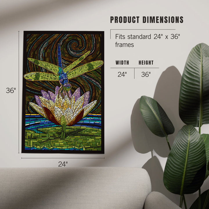 Dragonfly, Paper Mosaic, Art & Giclee Prints - Lantern Press