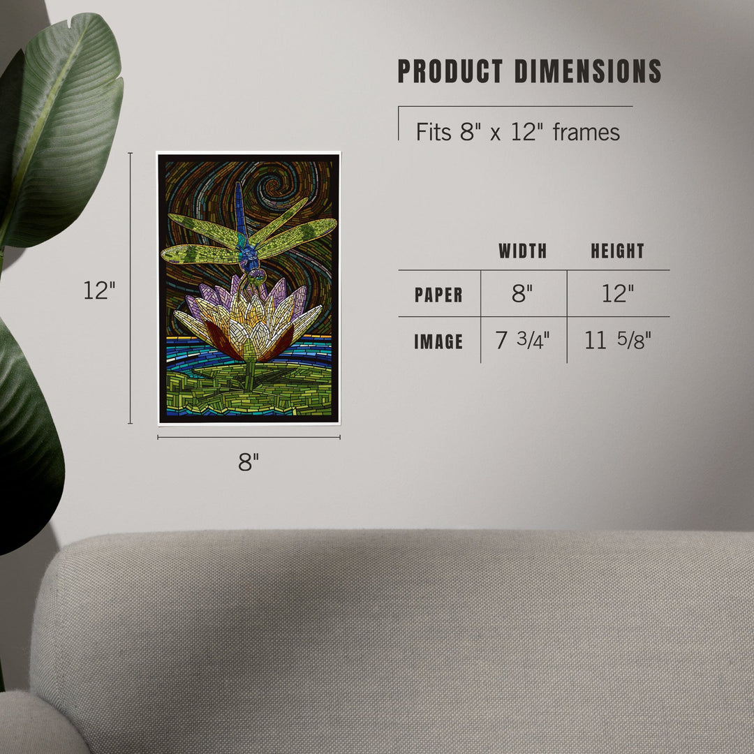 Dragonfly, Paper Mosaic, Art & Giclee Prints - Lantern Press