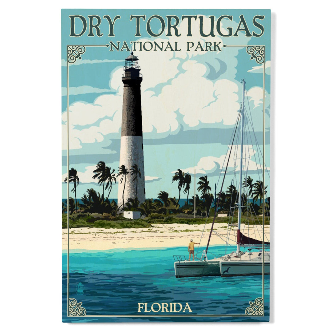 Dry Tortugas National Park, Florida, Lighthouse, Painterly Series, Wood Signs and Postcards Wood Lantern Press