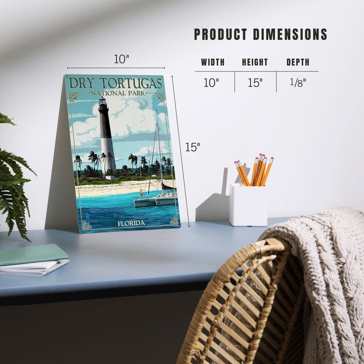 Dry Tortugas National Park, Florida, Lighthouse, Painterly Series, Wood Signs and Postcards Wood Lantern Press