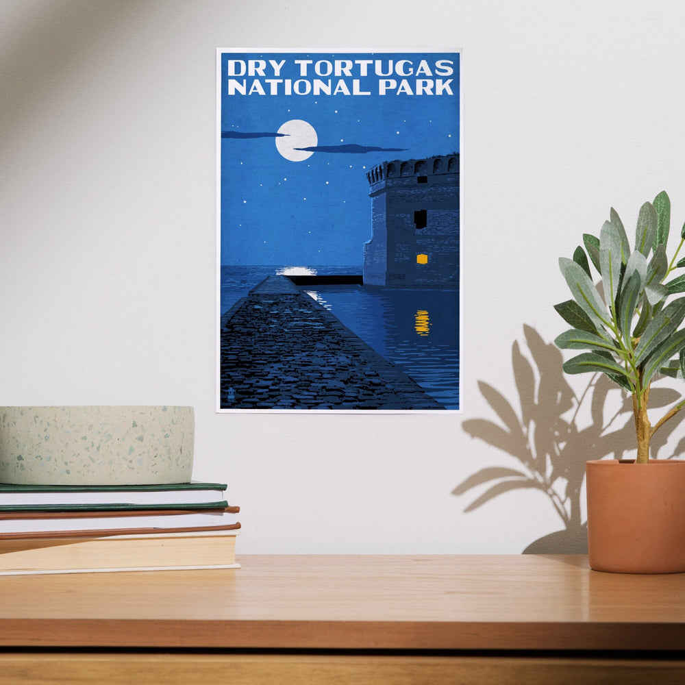 Dry Tortugas National Park, Florida, Night Scene, Painterly Series, Art & Giclee Prints - Lantern Press