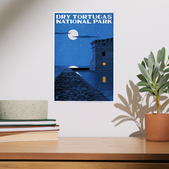 Dry Tortugas National Park, Florida, Night Scene, Painterly Series, Art & Giclee Prints - Lantern Press