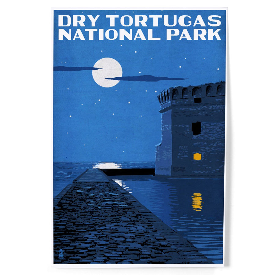 Dry Tortugas National Park, Florida, Night Scene, Painterly Series, Art & Giclee Prints - Lantern Press