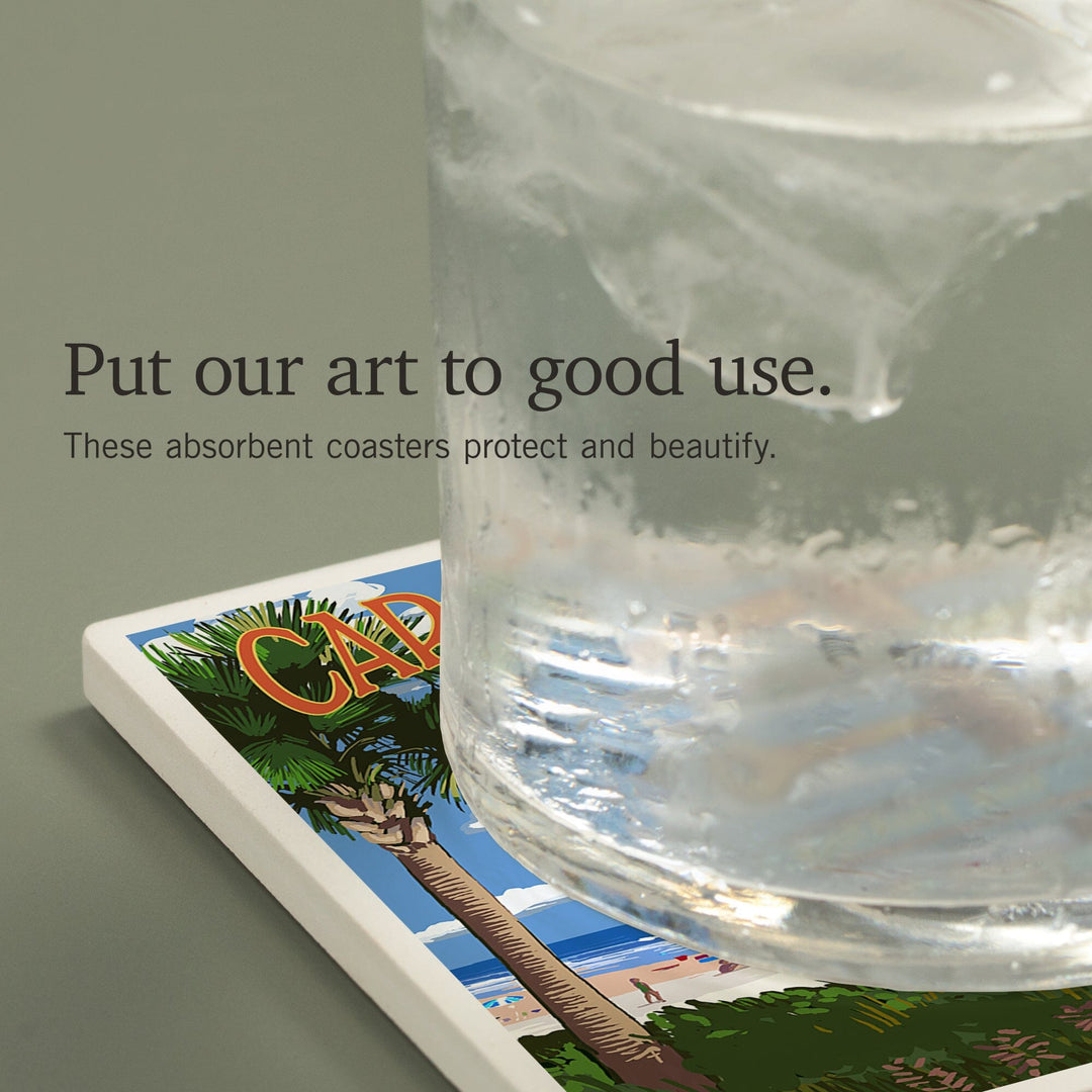 Edisto Beach, South Carolina, Destinations Sign, Coasters Coasters Lantern Press