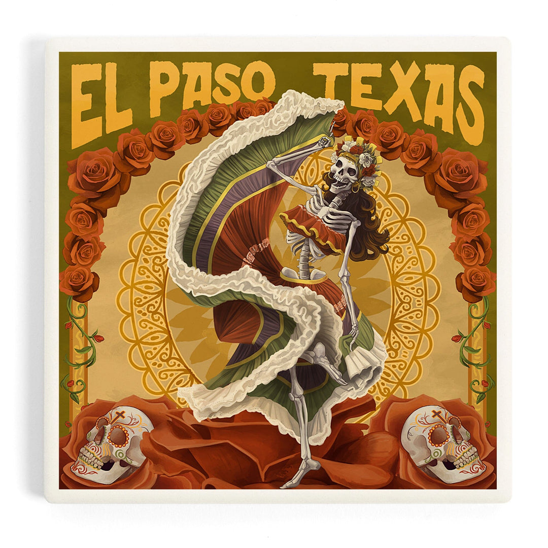El Paso, Texas, Day of the Dead Dancer, Coasters Coasters Lantern Press Coaster