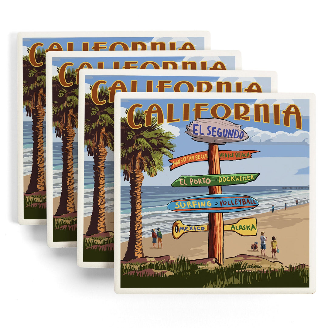 El Segundo, California, Destinations Sign, Coasters Coasters Lantern Press