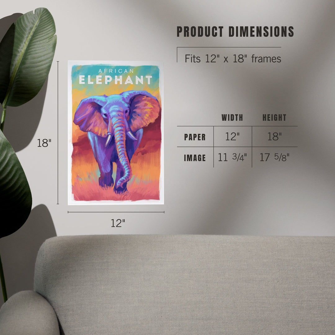 Elephant (African), Vivid, Art & Giclee Prints - Lantern Press