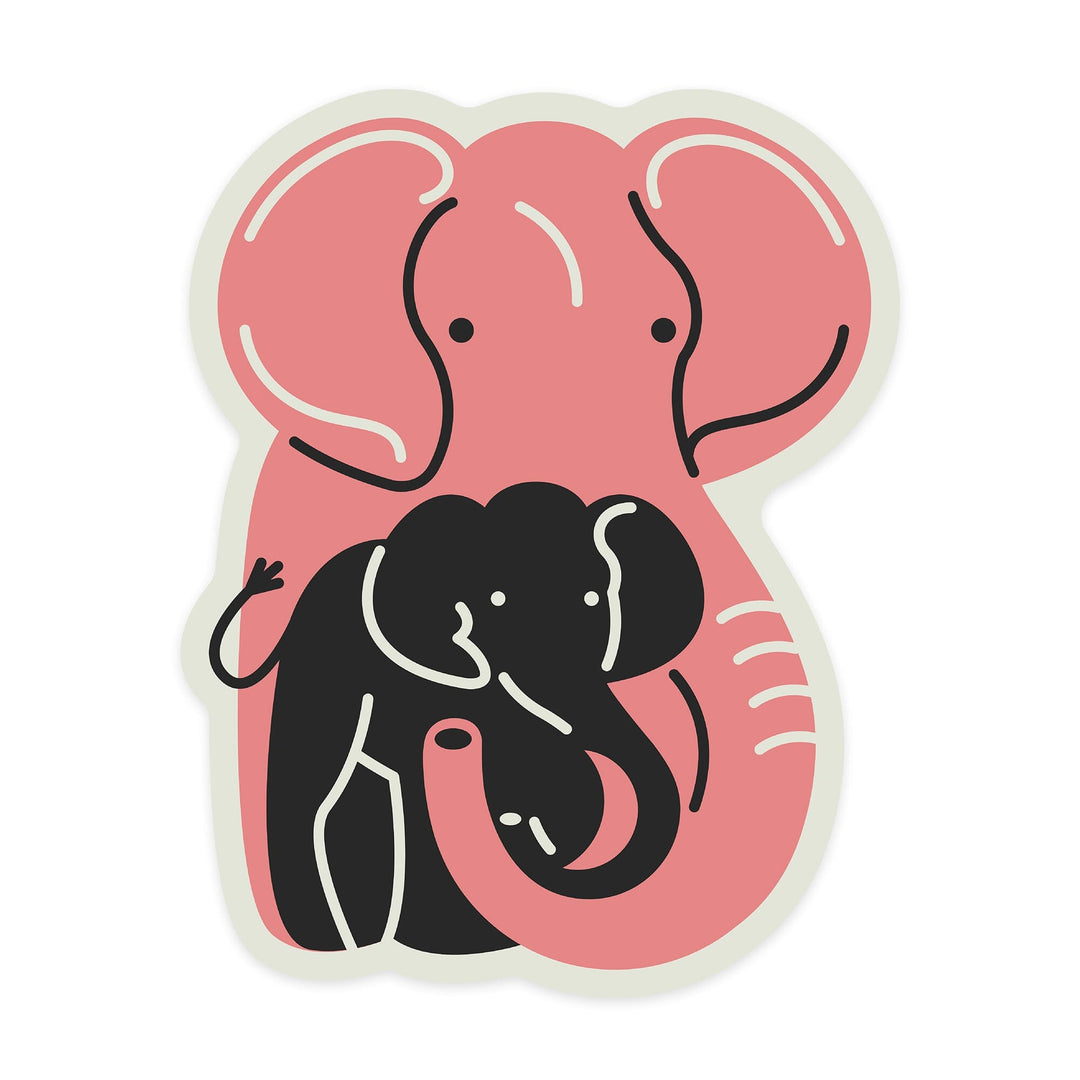 Elephant, Animal Families Collection, Contour, Lantern Press Artwork, Vinyl Sticker - Lantern Press