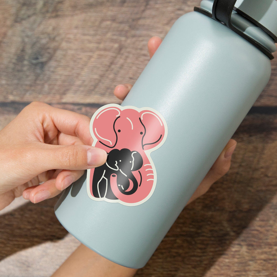 Elephant, Animal Families Collection, Contour, Lantern Press Artwork, Vinyl Sticker - Lantern Press