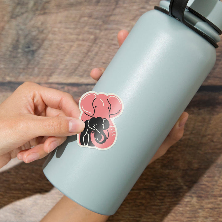 Elephant, Animal Families Collection, Contour, Lantern Press Artwork, Vinyl Sticker - Lantern Press