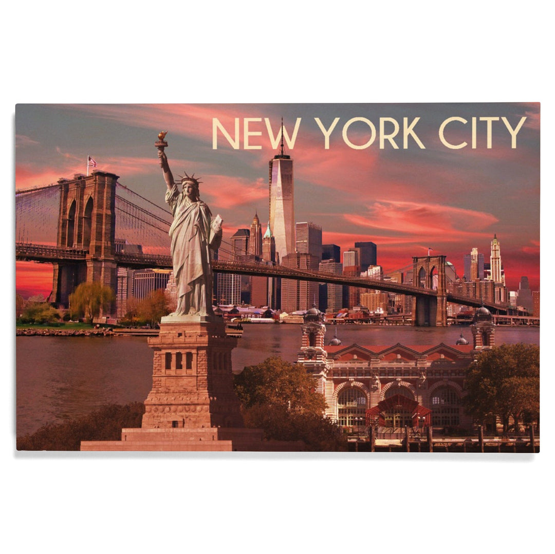 Ellis Island National Monument, New York City, Statue of Liberty, Lantern Press Photograph, Wood Signs and Postcards - Lantern Press