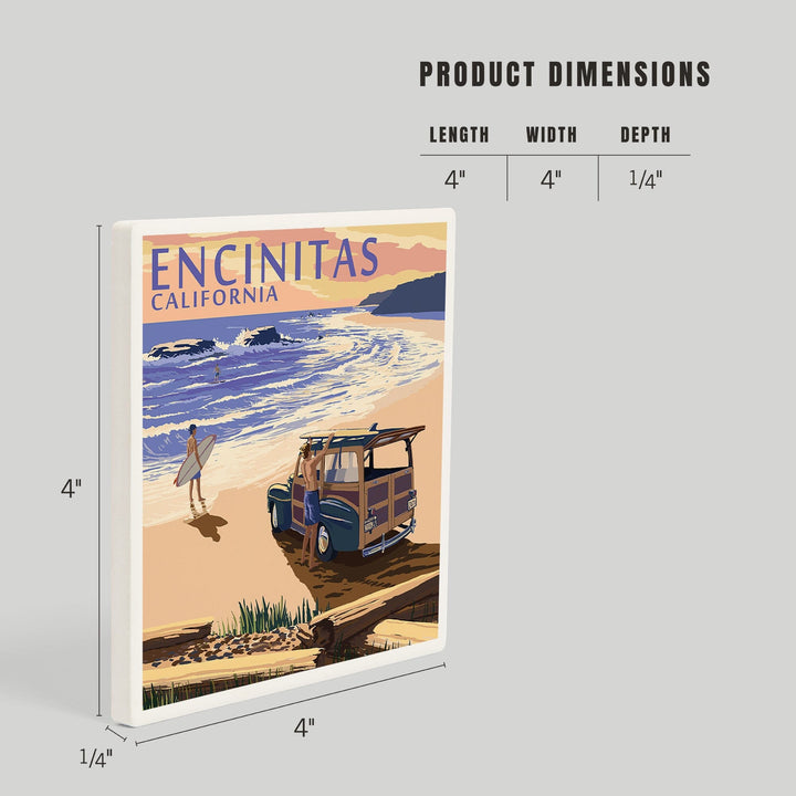 Encinitas, California, Woody on Beach, Coasters Coasters Lantern Press