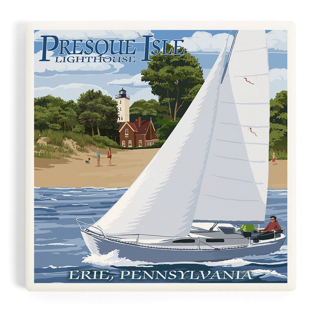 Erie, Pennsylvania, Presque Isle Lighthouse, Coasters Coasters Lantern Press Coaster