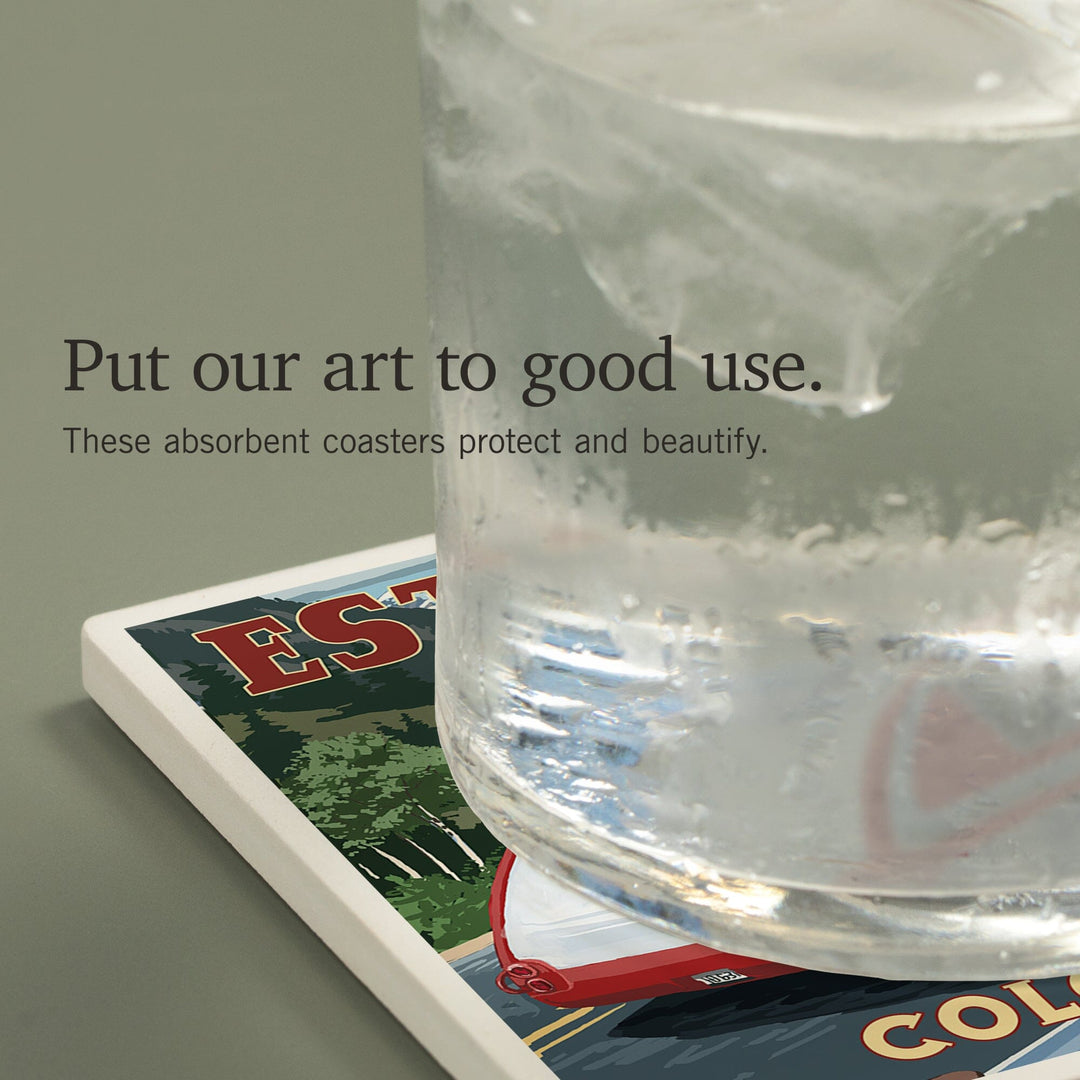 Estes Park, Colorado, Retro Camper, Coasters Coasters Lantern Press