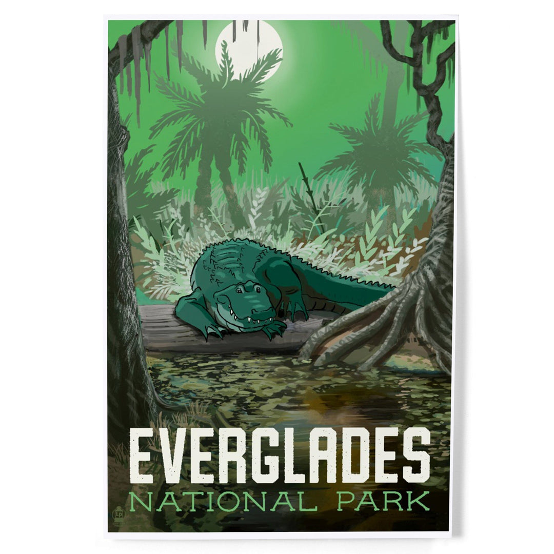 Everglades National Park, Florida, Alligator in Swamp, Art & Giclee Prints Art Lantern Press 8 x 12 Art Print