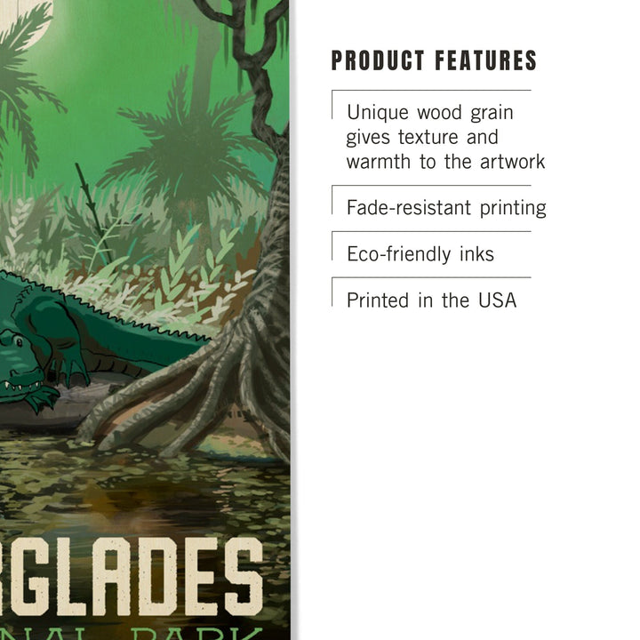 Everglades National Park, Florida, Alligator in Swamp, Wood Signs and Postcards Wood Lantern Press