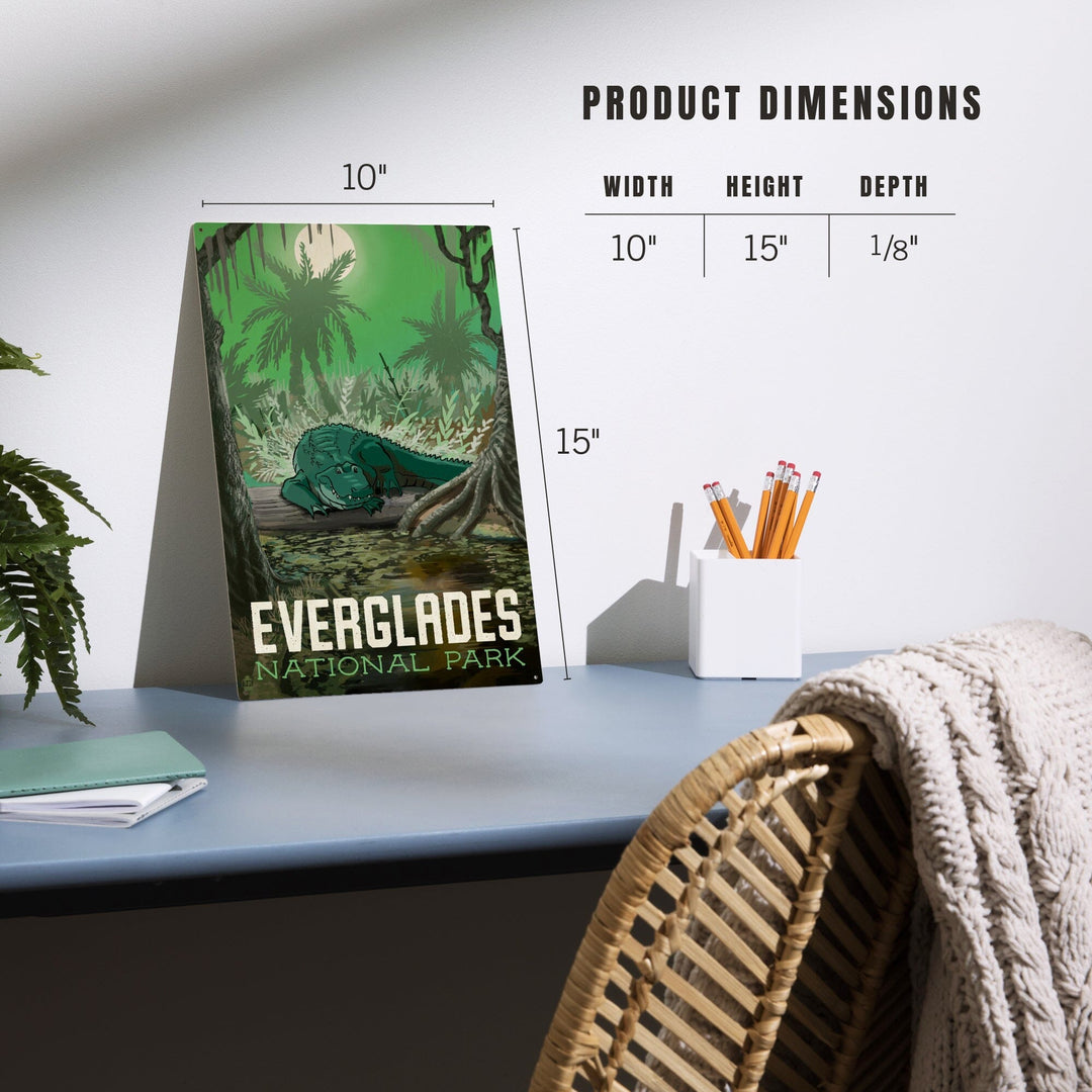 Everglades National Park, Florida, Alligator in Swamp, Wood Signs and Postcards Wood Lantern Press