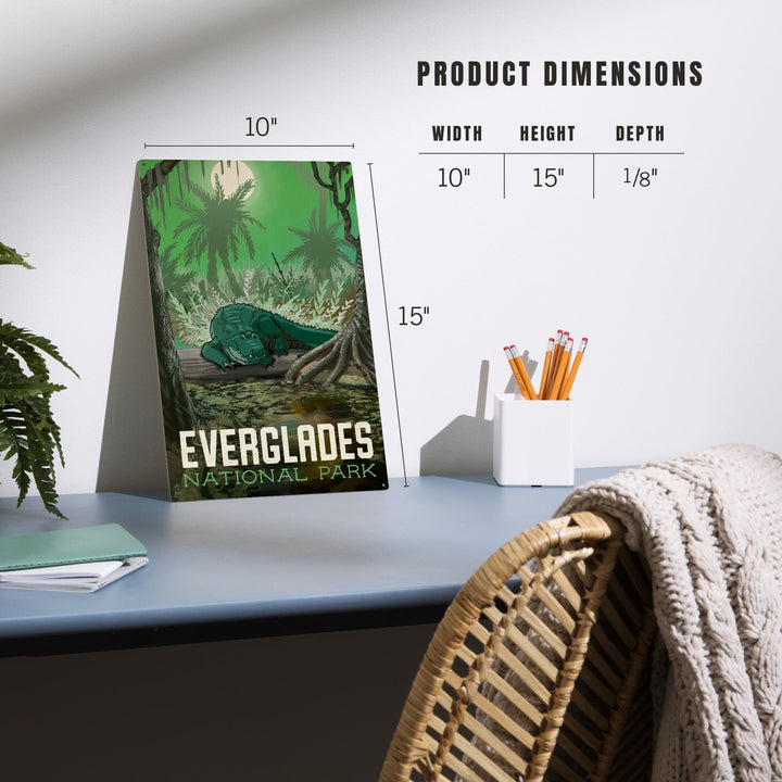 Everglades National Park, Florida, Alligator in Swamp, Wood Signs and Postcards Wood Lantern Press