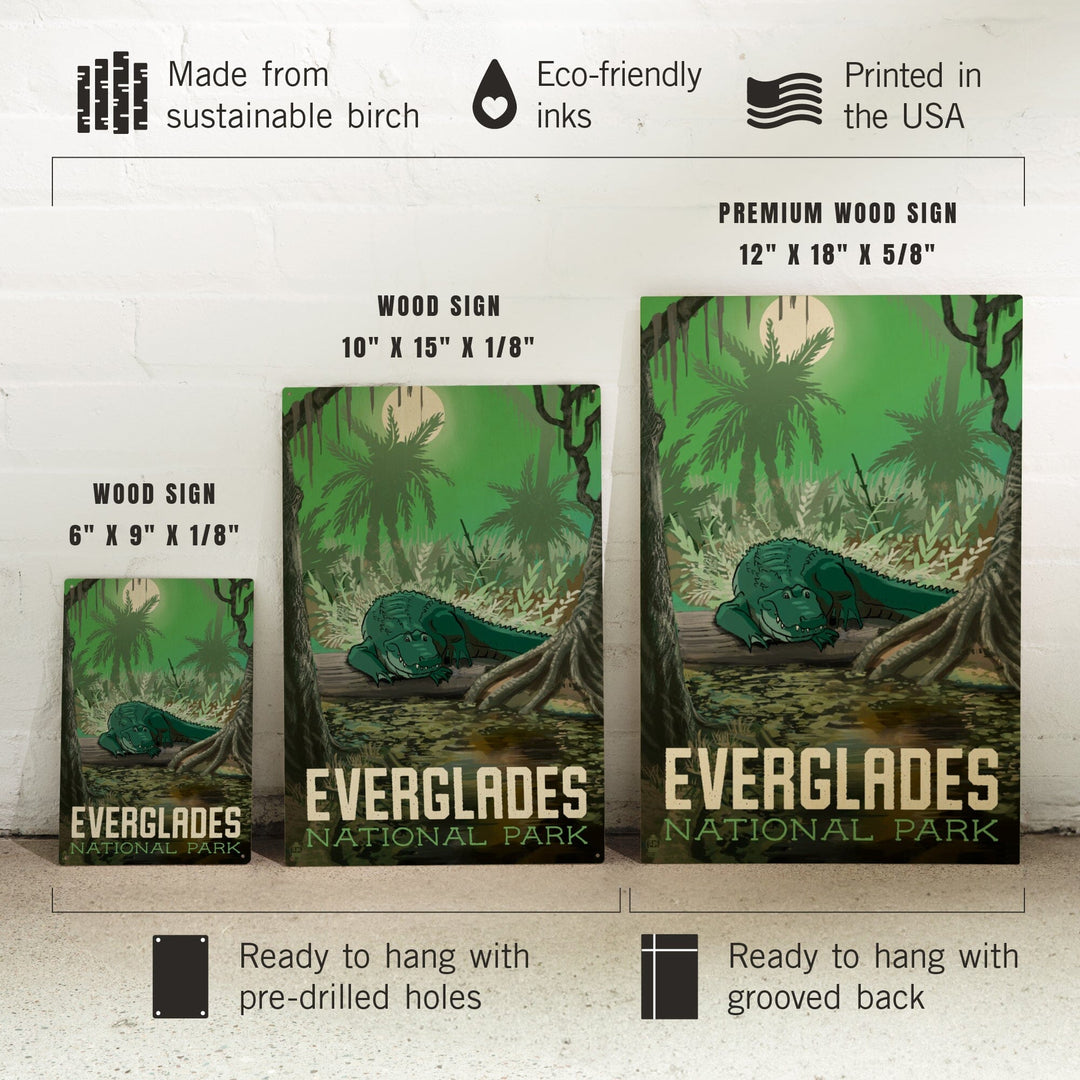 Everglades National Park, Florida, Alligator in Swamp, Wood Signs and Postcards Wood Lantern Press