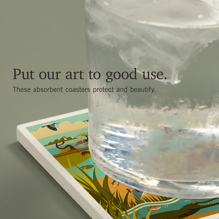 Everglades National Park, Geometric, Coasters Coasters Lantern Press