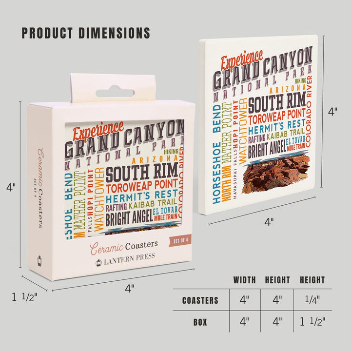 Experience Grand Canyon National Park, Arizona, Coasters Coasters Lantern Press