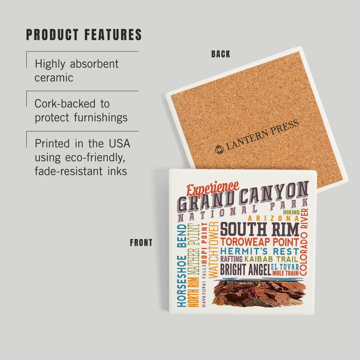 Experience Grand Canyon National Park, Arizona, Coasters Coasters Lantern Press