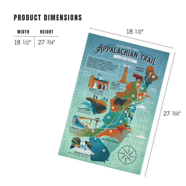 Explore the Appalachian Trail, Traveler's Map, Jigsaw Puzzle Puzzle Lantern Press