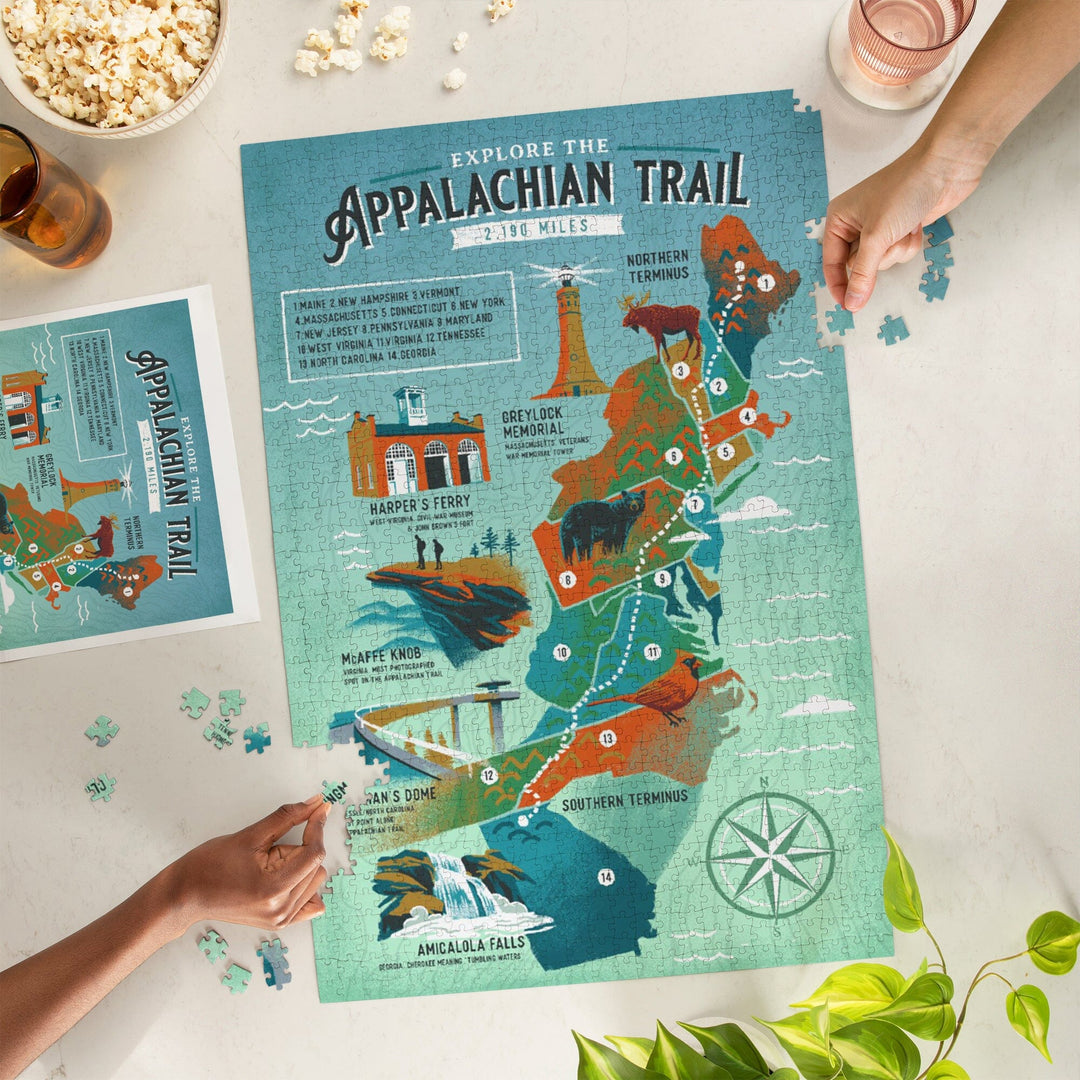 Explore the Appalachian Trail, Traveler's Map, Jigsaw Puzzle Puzzle Lantern Press