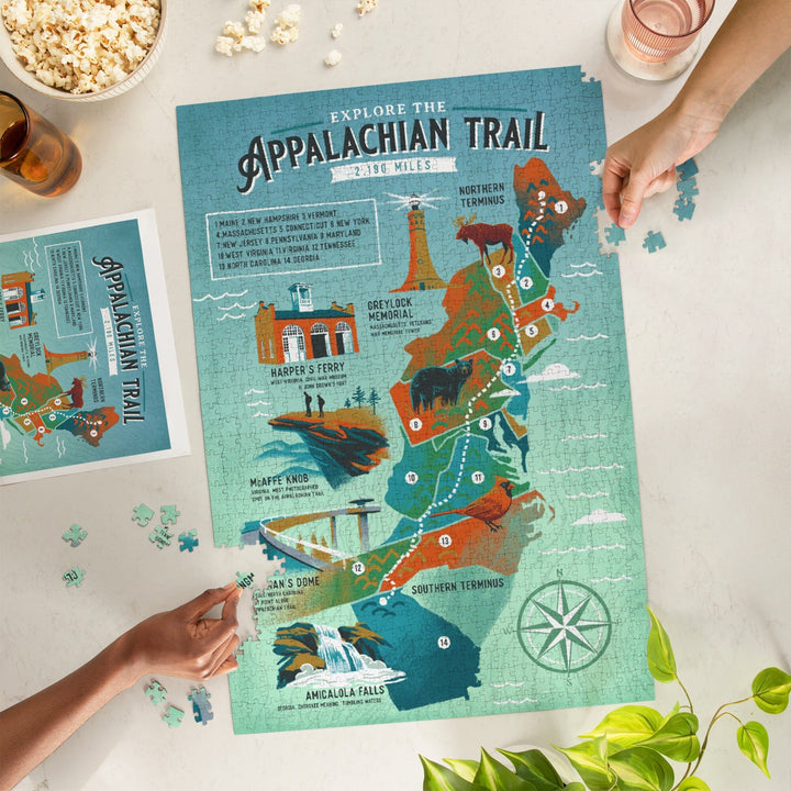 Explore the Appalachian Trail, Traveler's Map, Jigsaw Puzzle Puzzle Lantern Press