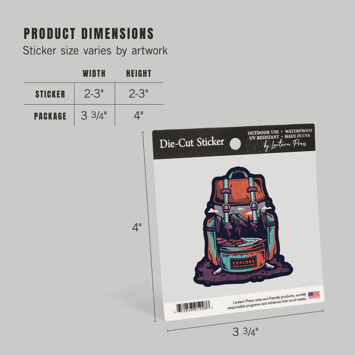 Explore Where the Wifi is Weak, Backpack, Distressed Vector, Lantern Press Artwork, Vinyl Sticker - Lantern Press