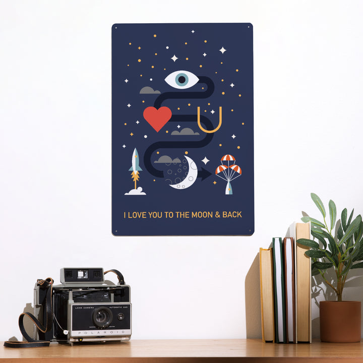 Equations and Emojis Collection, I Love You To The Moon And Back, Metal Signs