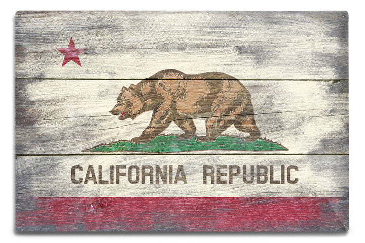 Rustic California State Flag, Metal Signs