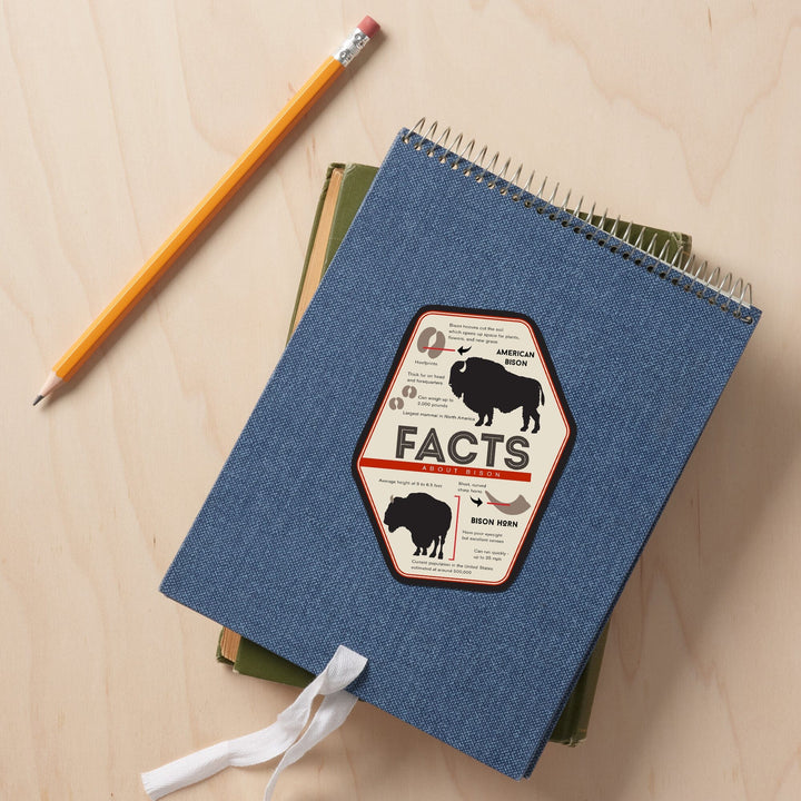 Facts About Bison, Contour, Lantern Press Artwork, Vinyl Sticker - Lantern Press