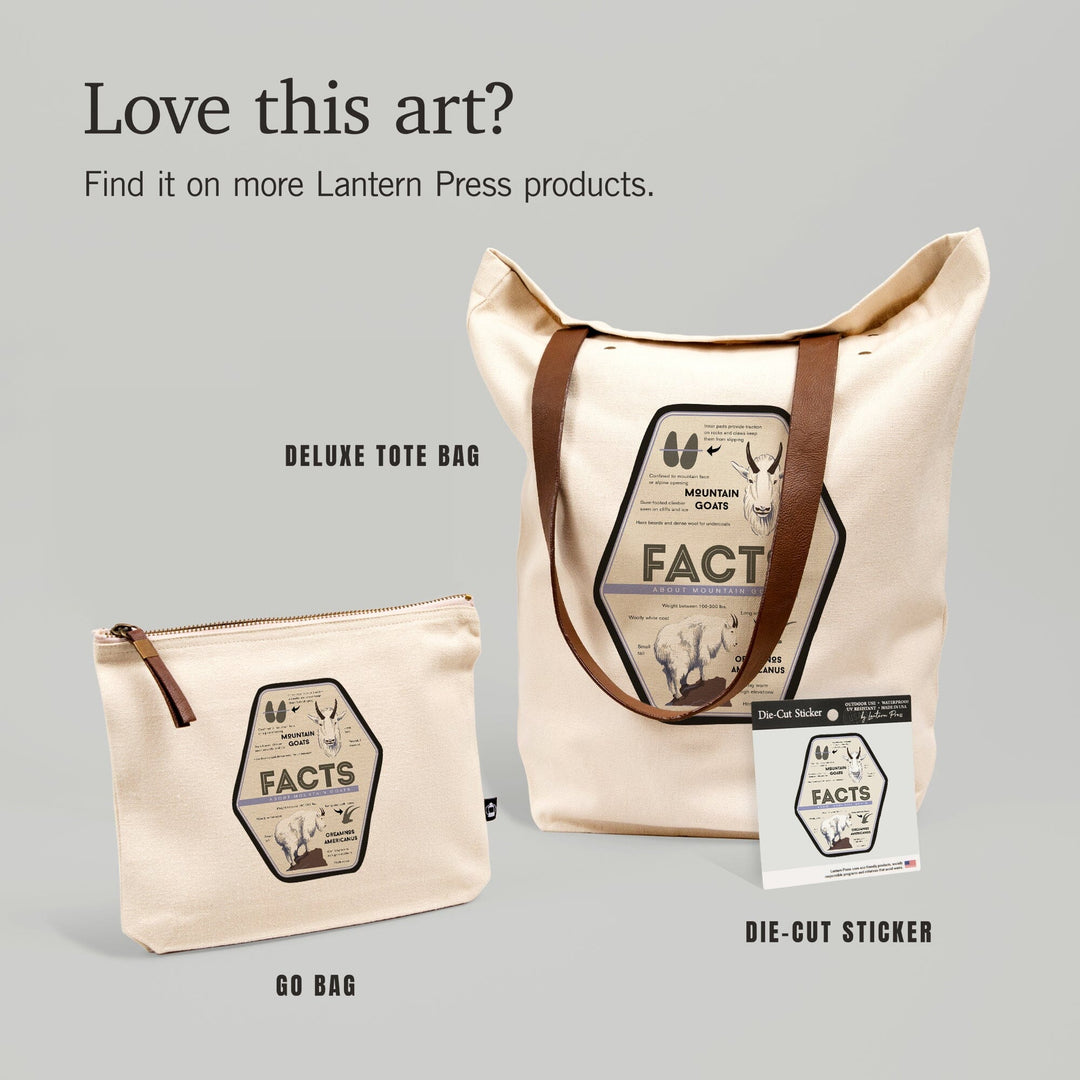 Facts About Mountain Goats, Contour, Lantern Press Artwork, Vinyl Sticker - Lantern Press