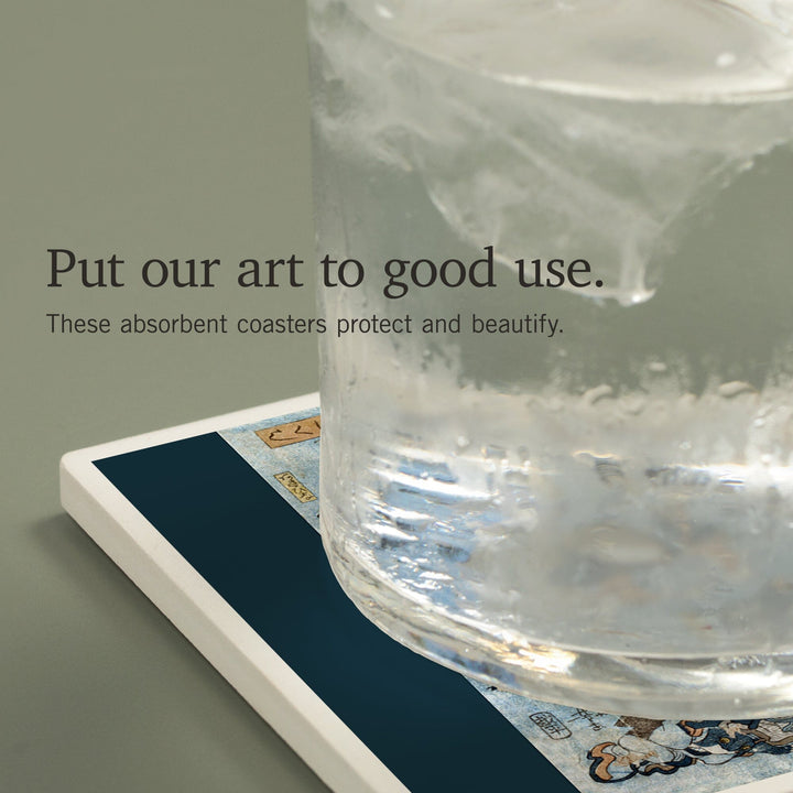 Famous Heroes of the Kabuki Stage Played by Frogs, Japanese Wood-Cut, Coasters Coasters Lantern Press