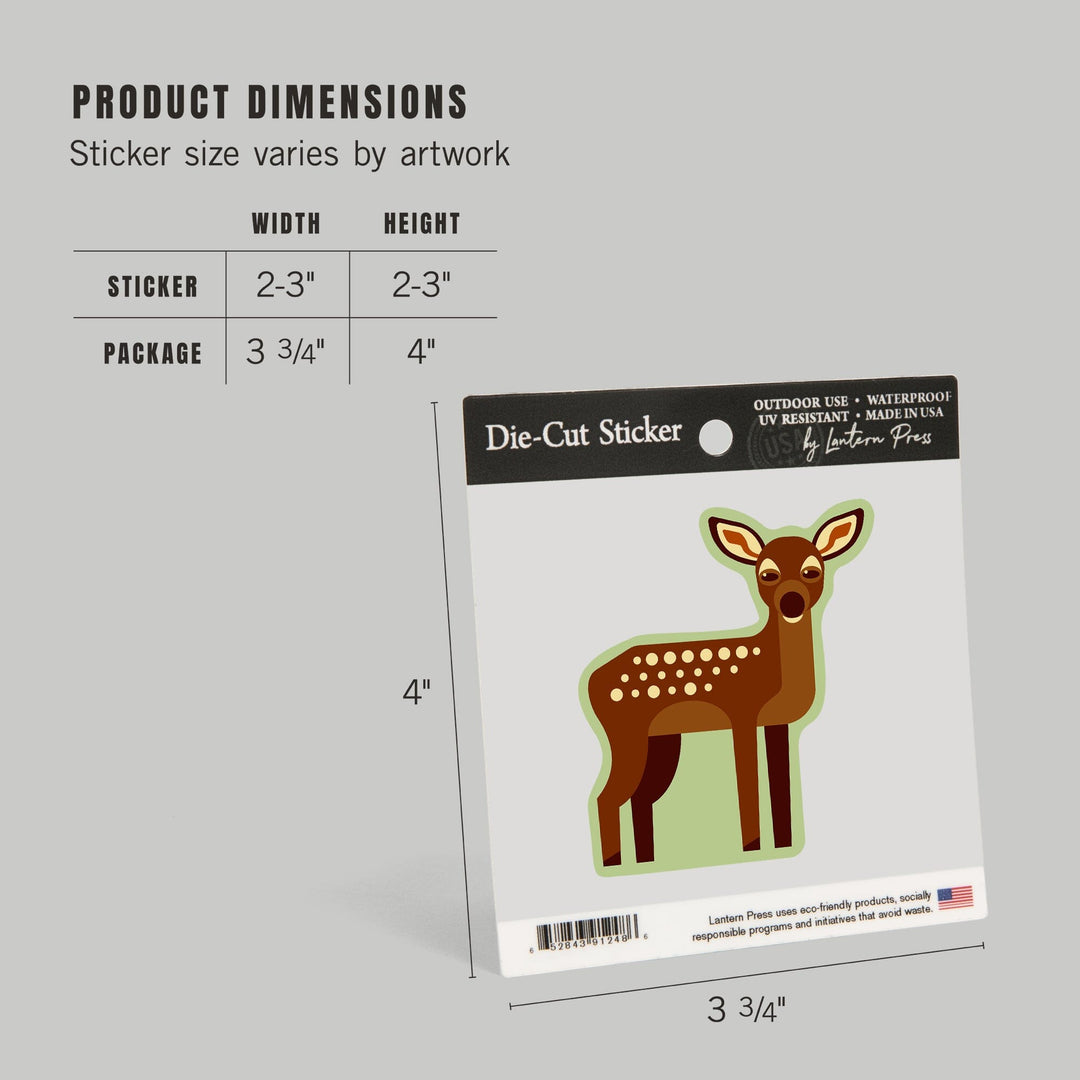 Fawn, Geometric, Contour, Vinyl Sticker Sticker Lantern Press