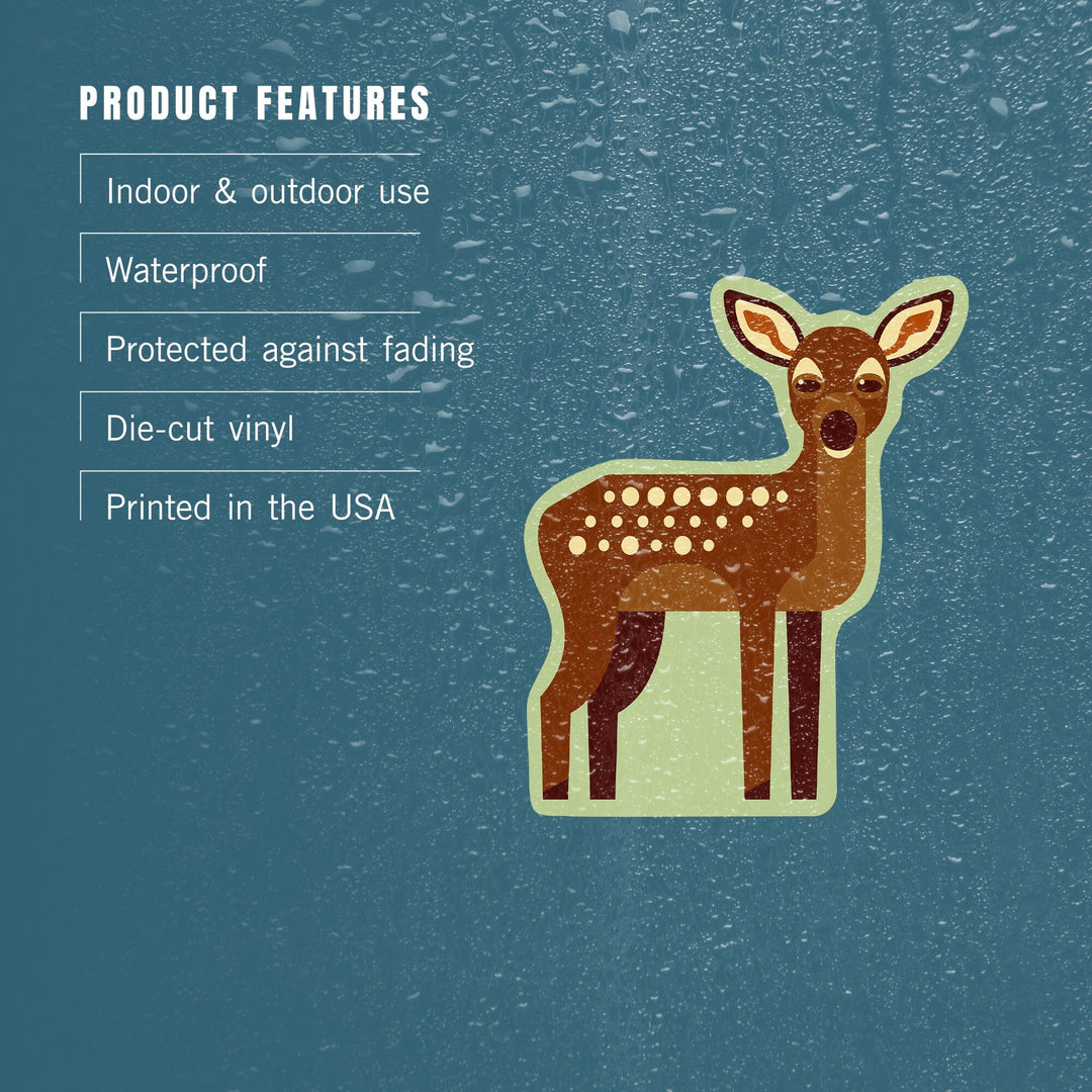 Fawn, Geometric, Contour, Vinyl Sticker Sticker Lantern Press