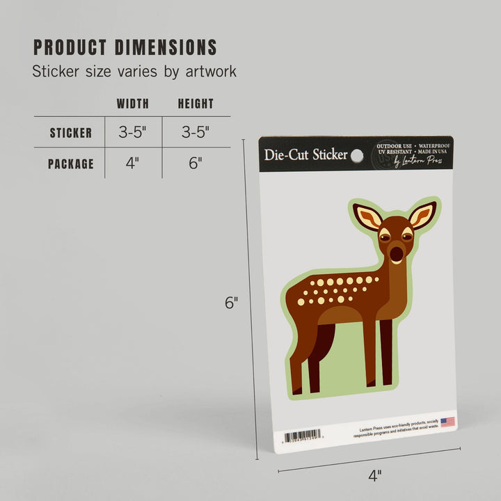 Fawn, Geometric, Contour, Vinyl Sticker Sticker Lantern Press