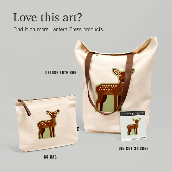 Fawn, Geometric, Contour, Vinyl Sticker Sticker Lantern Press