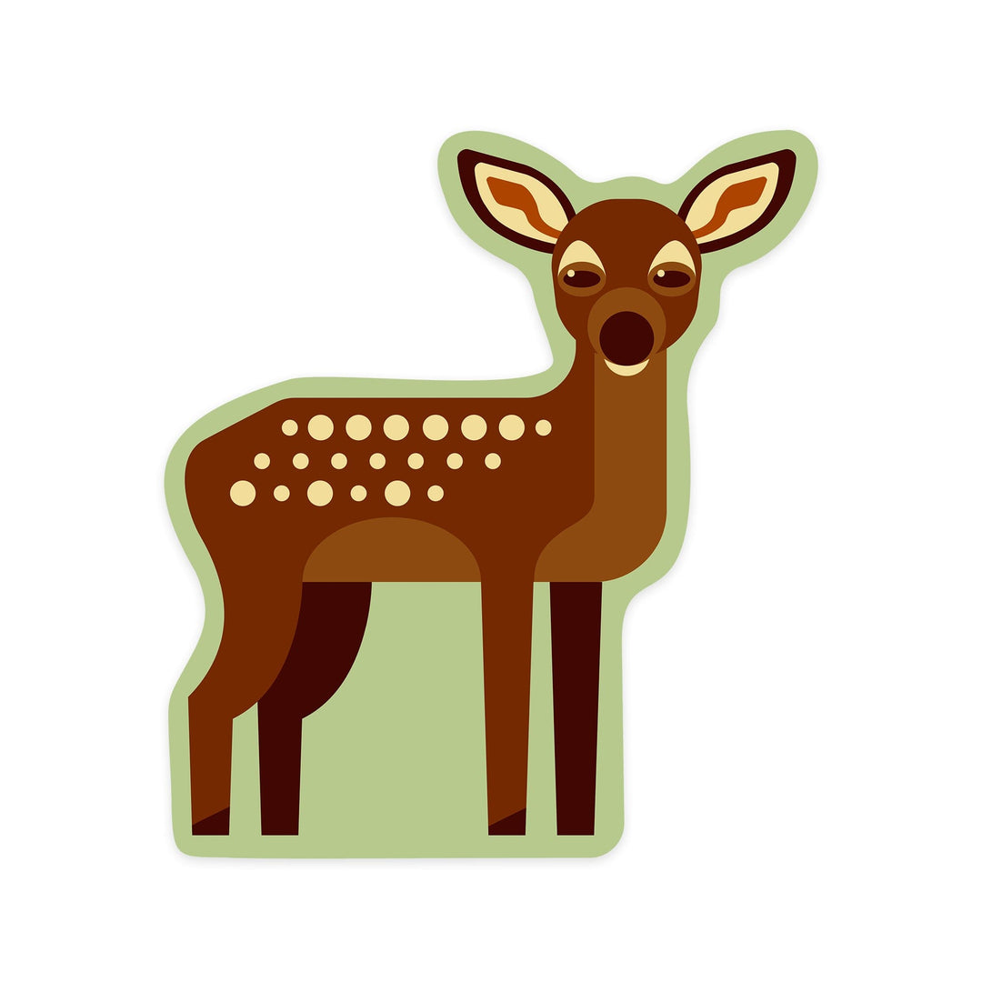 Fawn, Geometric, Contour, Vinyl Sticker Sticker Lantern Press