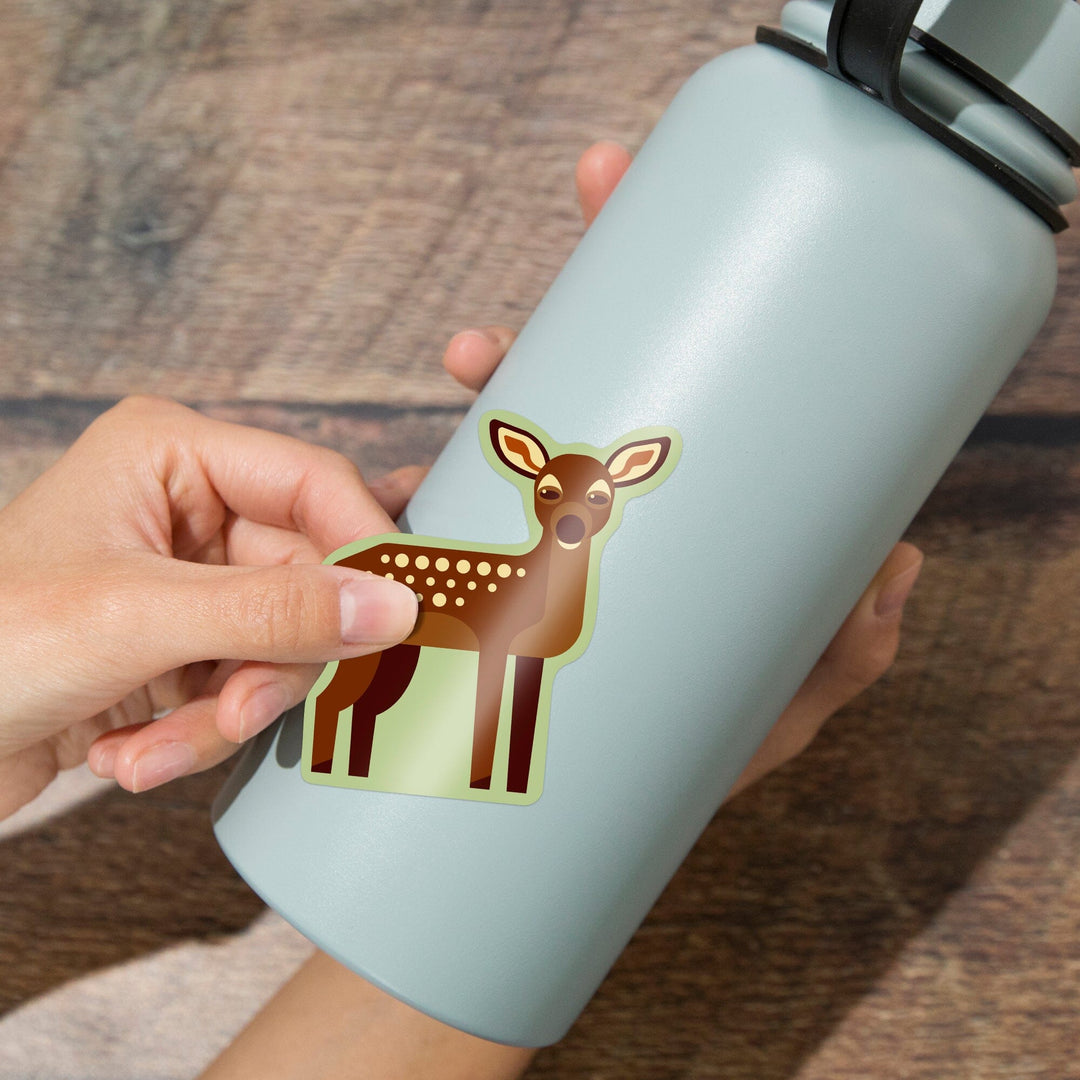 Fawn, Geometric, Contour, Vinyl Sticker Sticker Lantern Press