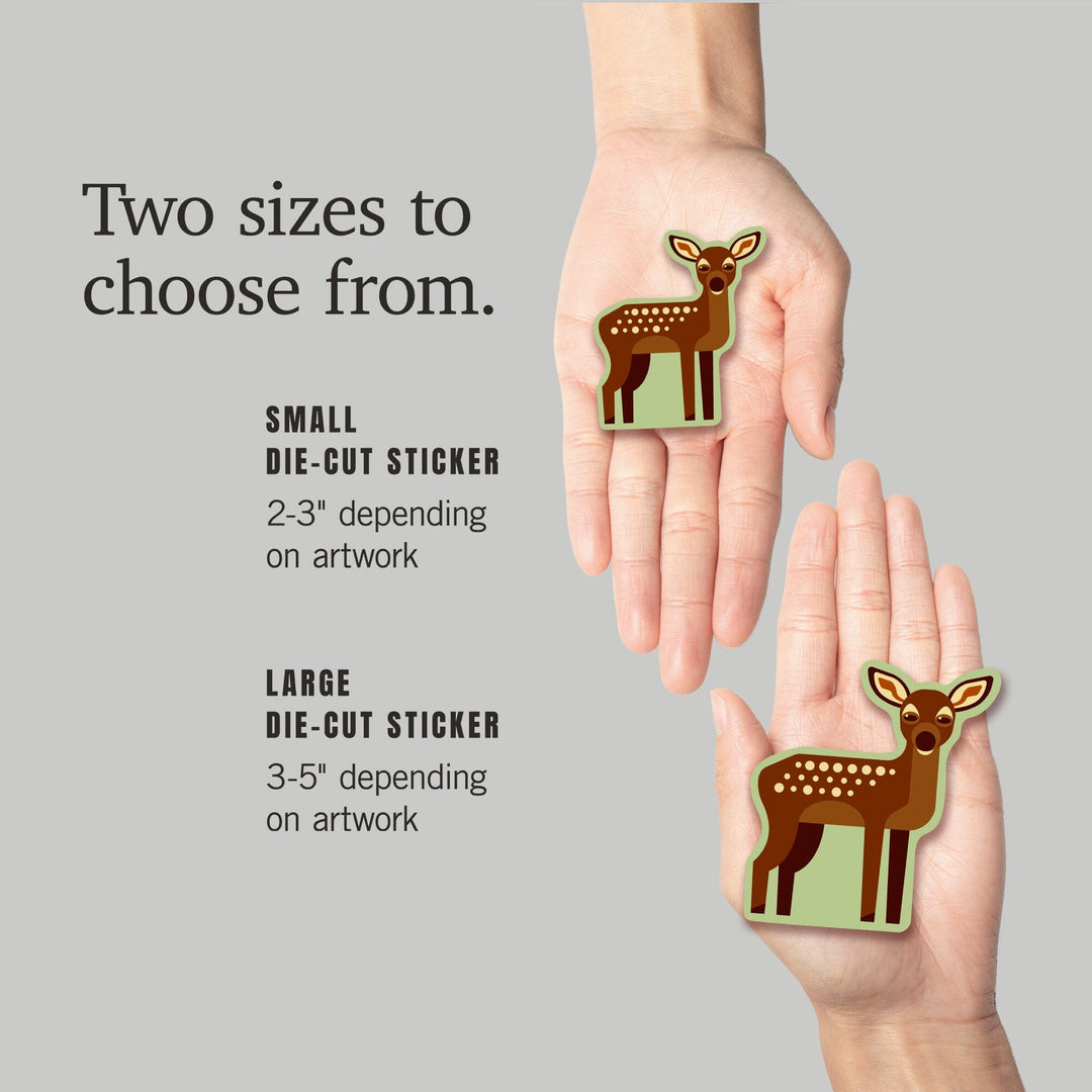 Fawn, Geometric, Contour, Vinyl Sticker Sticker Lantern Press