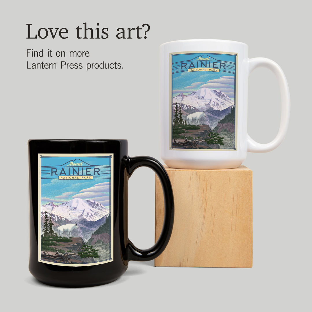 Mt. Rainier National Park, Lithograph National Park Series, Ceramic Mug