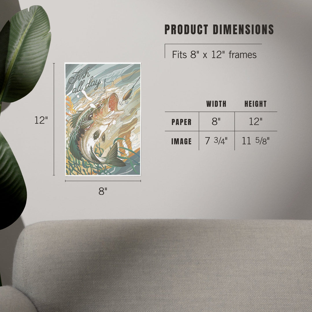 Fish All Day, Bass, Art & Giclee Prints Art Lantern Press