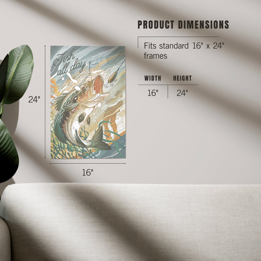 Fish All Day, Bass, Art & Giclee Prints Art Lantern Press