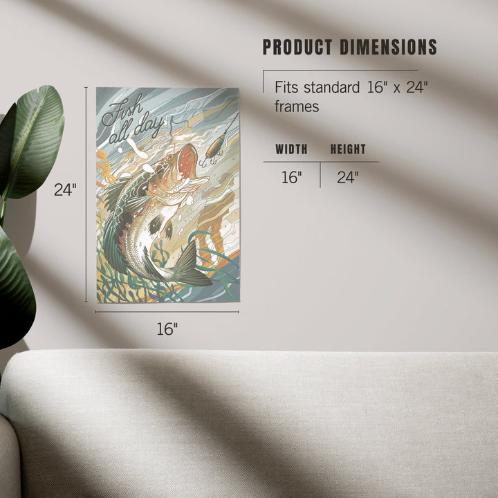 Fish All Day, Bass, Art & Giclee Prints Art Lantern Press